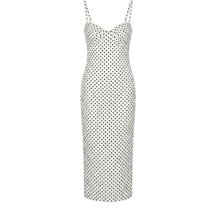 Strapless Polka Dot Tule Midi Jurk