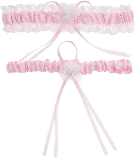 Bruiloft Kousenband - Bruidsaccessoire - Bruiloft Versiering - Kant en Parel - One Size - Champagne