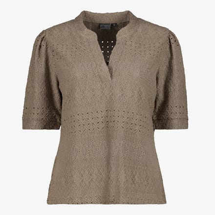TwoDay dames blouse met halflange mouwen bruin - Maat S