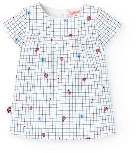 Boboli Poplin Check Korte Mouw Jurk Wit 12 Months Meisje