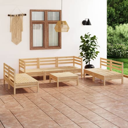 vidaXL - 8-delige - Loungeset - massief - grenenhout