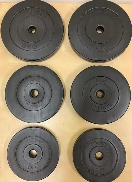 Haltergewichten Halterschijven set - 2x 6kg 4kg 2kg - 6 stuks - 26,5mm