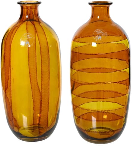 Vaas recycled glas H31cm geel