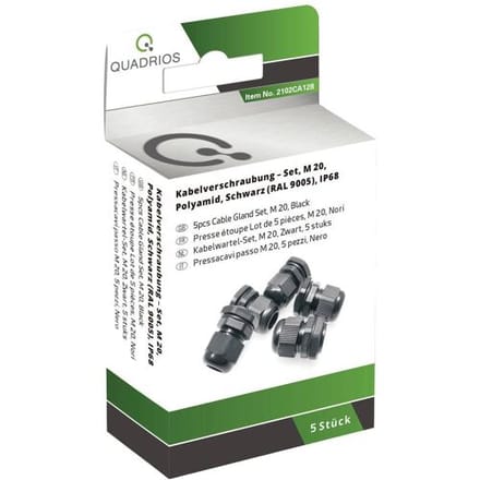 Quadrios 2102CA128 Wartel assortiment Waterdicht M20 M20 PA66 Zwart 1 set(s)
