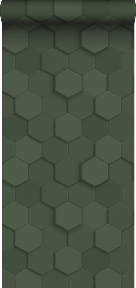 Origin Wallcoverings behang 3d hexagon motief donkergroen - 347852 - 0,53 x 10,05 m