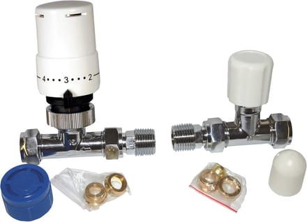 Rechte Thermostatische Radiatorklep met Lockshield - Wit