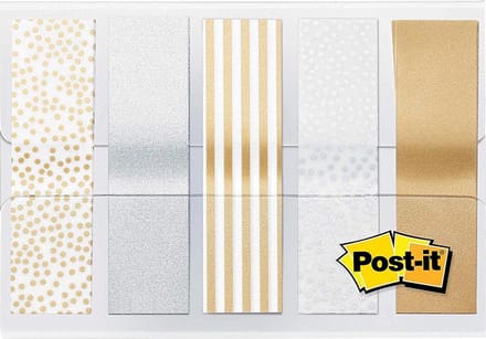 Registerreiter Post-it 684 12mmx43mm Metallic-Motiv Gold Silber 100 Reiter