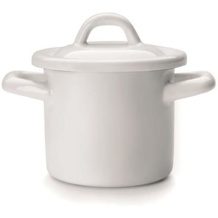 Marmite Mini - IBILI - 10 cm - Wit Emaille - Blauwe Rand - Vaatwasserbestendig
