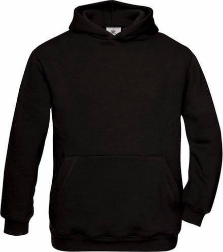 B&C Hooded Sweater - zwart - trui met capuchon - kinderen 152/164