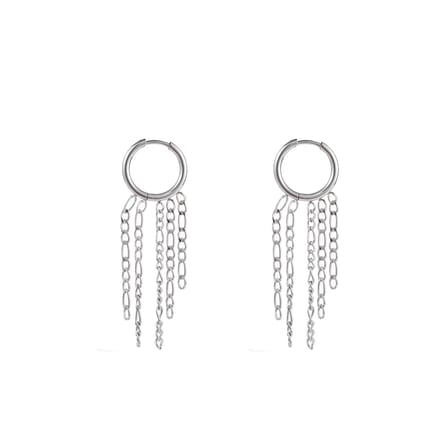 Go Dutch Label Oorhangers flat chain ring Zilver