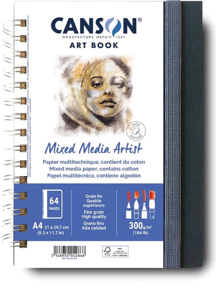 Canson Mixed Media Artist tekenboek | 28 vellen | 300 g/m² | ft 21 x 29 | 7 cm (A4)