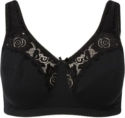 Ulla Popken - Dames - Kelly steun beha kant zonder beugel - Zwart - Maat 110F