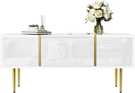 Salontafel - Met 2 Lades - Hoogglans Modern En Minimalistisch Design - MDF - Wit