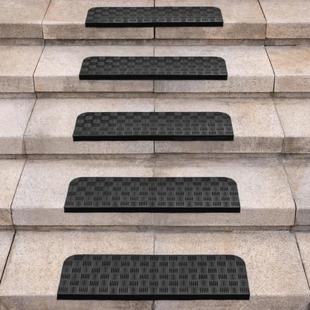 PromoHome Set van 5 rubberen antislip traptreden - Veilige matten voor binnen en buiten 76 x 25 cm