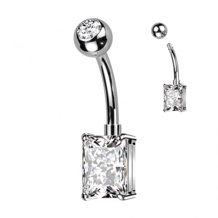 Piercing titanium rechthoekige steen - LMPiercings