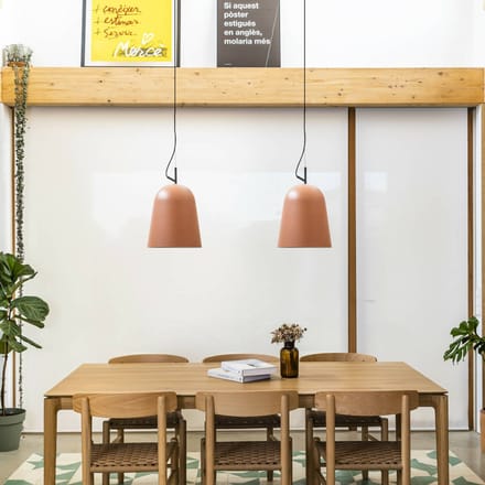 FARO BARCELONA Studio hanglamp, Ø 29 cm, roze/zwart, staal
