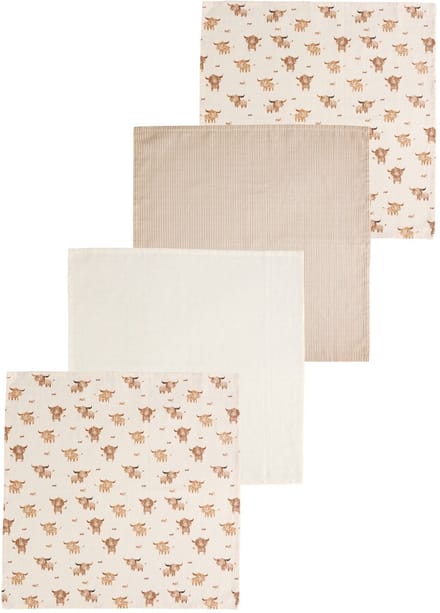 Next - Pasgeboren unisex - Set van 4 babymousseline-doekjes - Crème