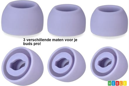 3x Siliconen Earplug geschikt voor Samsung Galaxy Buds Pro - S/M/L Formaat - 3 Maten - Paars - van Heble®