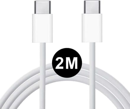 USB-C oplaadkabel - 2 Meter - Snellader - USB C naar USB C - Oplader Kabel - Wit