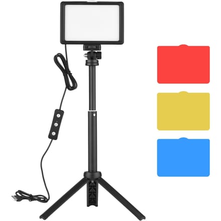 Kit d'éclairage de vidéoconférence USB Andoer avec 1 * lampe vidéo LED 5600K à intensité variable + 1 * bureau yellow