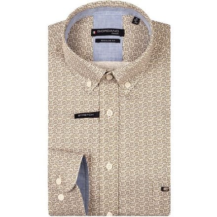 Giordano Overhemd Ivy Satin Stretch Abstract Pattern Zand / male