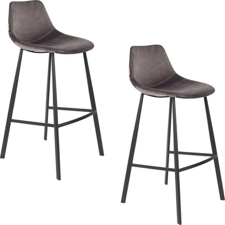 Dutchbone Franky Barkrukken rugleuning 80 cm Grijs - Set van 2