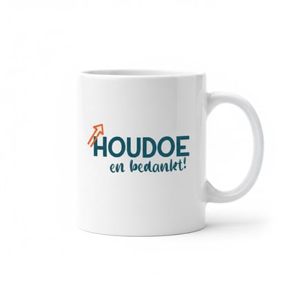 Afscheid Tekst Mok “Houdoe en Bedankt” – Nederlandse Bedank & Afscheidsmok – Perfect Cadeau – 330 ml
