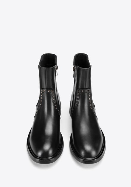 Wittchen Dames leren Chelsea boots met decoratieve klinknagels, zwart