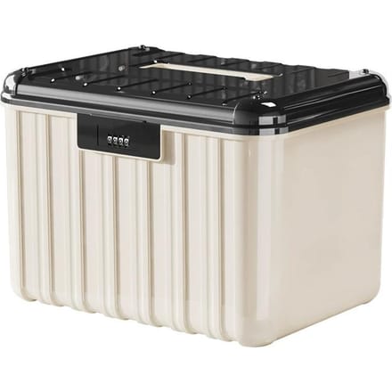Opbergkist met veiligheidsslot, dubbellaagse organizer voor documenten en sieraden beige