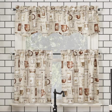 Semi-transparante Keukengordijn Set, 137x61cm, Crème, 3 Delig