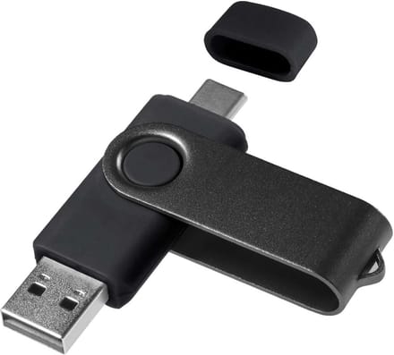 USB C Geheugenstick - OTG Pendrive - Bestanden Delen - Dubbele Interface - 6.9 x 2 cm - Zwart Metaal
