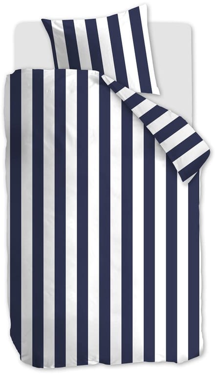 Vtwonen - Vertical Stripe dekbedovertrek - Eenpersoons - 140x200/220cm - Marineblauw