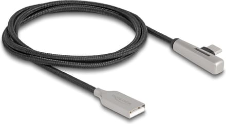Delock USB 2.0 Cable Type-A male to USB Type-C™ male angled with LED and Fast Charging 60 W 1 m