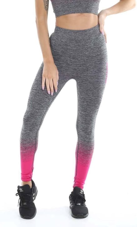 Gold's Gym Lady Seamless Leggings - Pink/Charcoal Marl - M/L