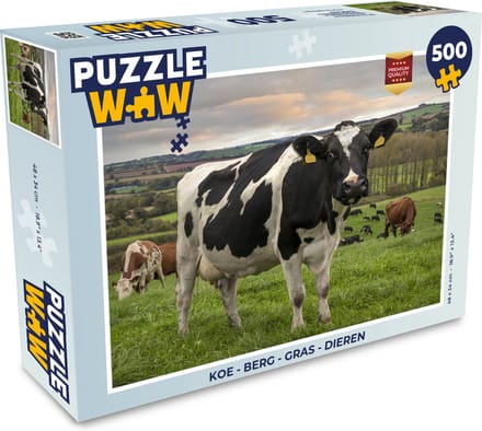 Puzzel Koe - Berg - Gras - Dieren - Legpuzzel - Puzzel 500 stukjes