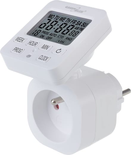 GreenBlue GB605 E - Digitale Tijdschakelaar - Digitale schakelklok - Schakelklok Timer - Schakelklok - max. belasting 16A - IP20