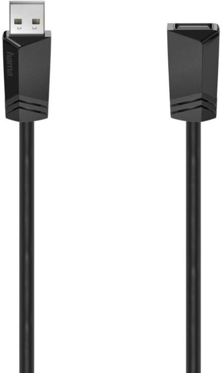 Hama 00200620 USB-kabel USB 2.0 USB-A bus, USB-A stekker 3.00 m Zwart Afgeschermd (dubbel)