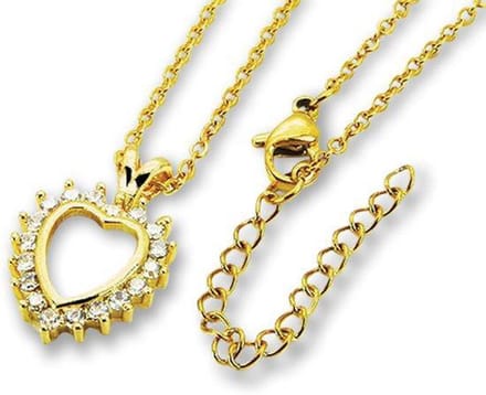 Amanto Ketting Didi - 316L Staal Goudkleurig - Hart - 19x13mm - 50cm