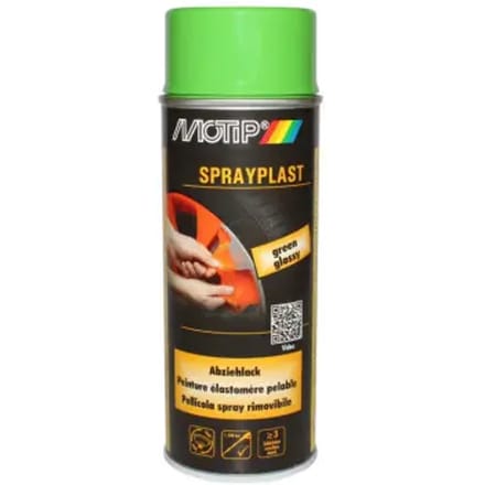 Bombe de peinture vert brillant élastomère pelable Motip Sprayplast 396557 pour moto