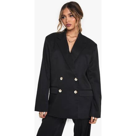 boohoo Dames Woven Tailored Frayed Hem Blazer | Zwart | Maat: 36