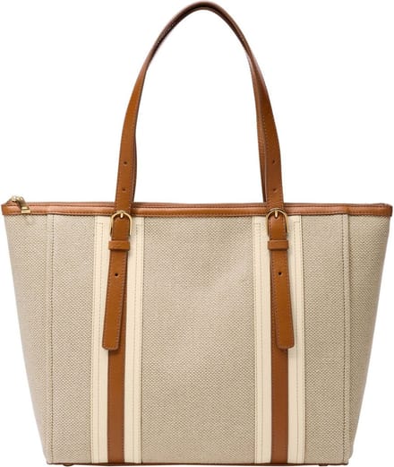 FOSSIL Shopper Schoudertas Carlie Tote Natural Brown Beige