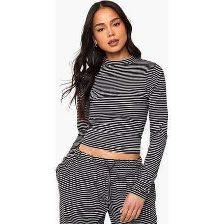 boohoo Dames Gestreepte lange mouw top | Black | Maat: 6