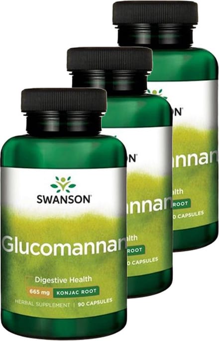 Swanson | Glucomannan 665mg | 90 Capsules | 3 stuks | 3 x 90 stuks
