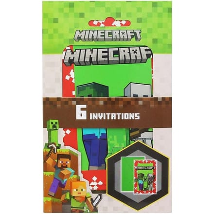 Uitnodigingen Minecraft - 6 stuks