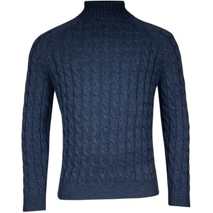 Baileys Trui Rollneck Lambswool Cable Knit Deep Denim Blue / male