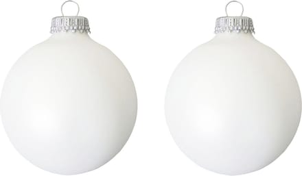 Krebs Kerstballen - 16x - satijn wit - glas - mat - 7 cm - Kerstversiering/kerstdecoratie