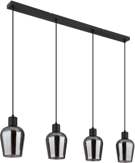 Hanglamp RYAN 13.5 cm 4-lichts Zwart, Smoked