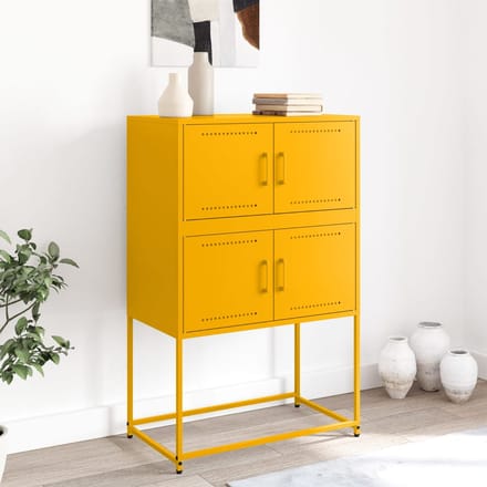 vidaXL - Dressoir - 68,5x38,5x107 - cm - staal - mosterdgeel