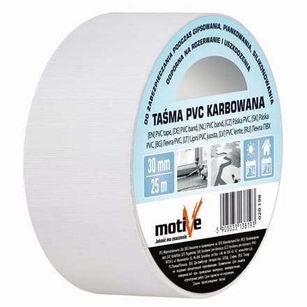 Motieven PVC Geribbelde Tape 30mm x 25m Wit - Schilderen & Stukadoren