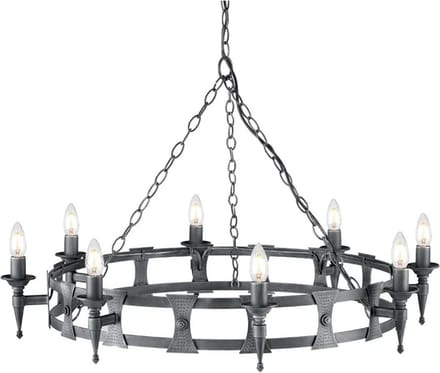 Elstead Lighting LED Kroonluchter | 8X E14 Max 60W | Dimbaar | Black/Silver Patina